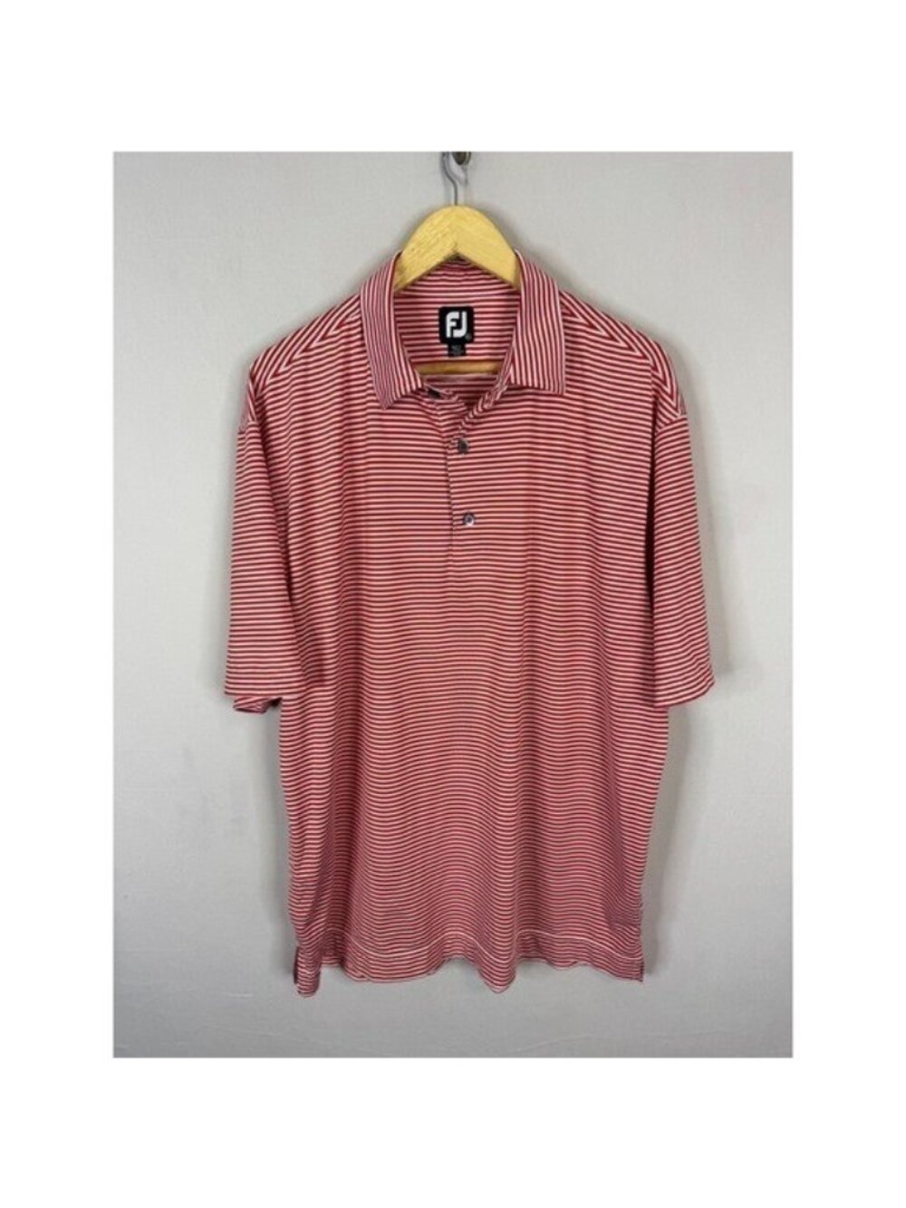 FootJoy Mens ProDry Red White Striped Short Sleeve Golf Polo Shirt Size 2XL